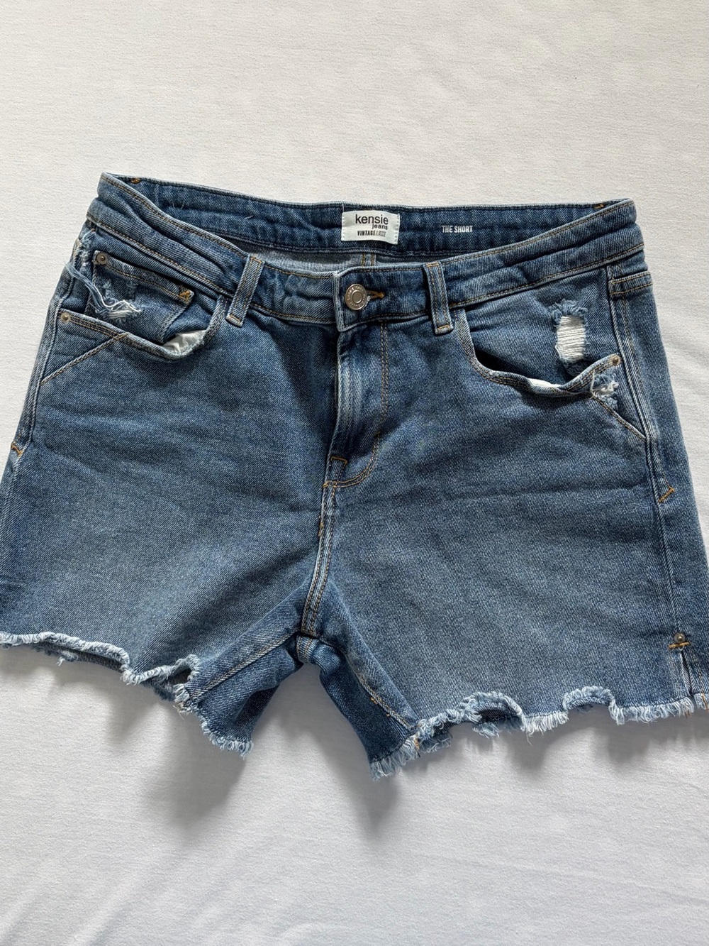 Kensie Blue Distressed Cutoff Denim Shorts